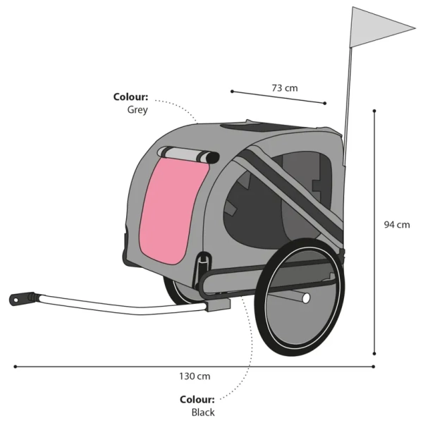 Flamingo Hondenfietskar - Doggy Liner - Juliette - Rood:Grijs